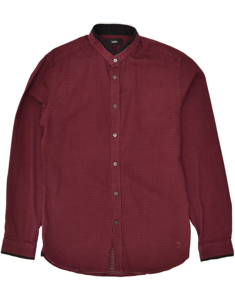 JULES Mens Shirt Small Burgundy Spotted Cotton | Vintage Jules | Thrift | Second-Hand Jules | Used Clothing | Messina Hembry 