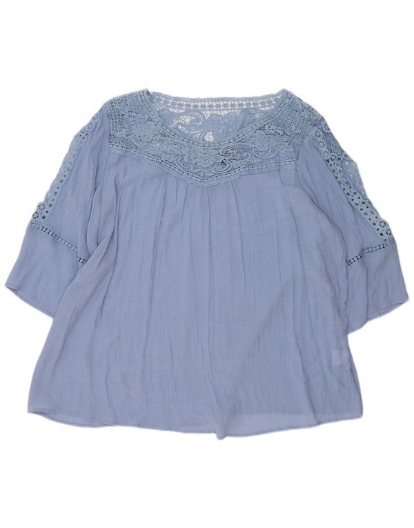 Marks & Spencer Womens Autograph 3/4 Sleeve Blouse Top UK 26 5XL Blue