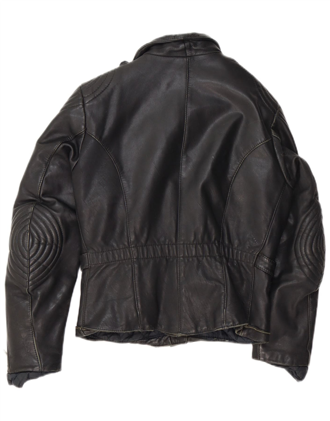 Vintage Womens Leather Biker Jacket IT 44 Medium Black Leather