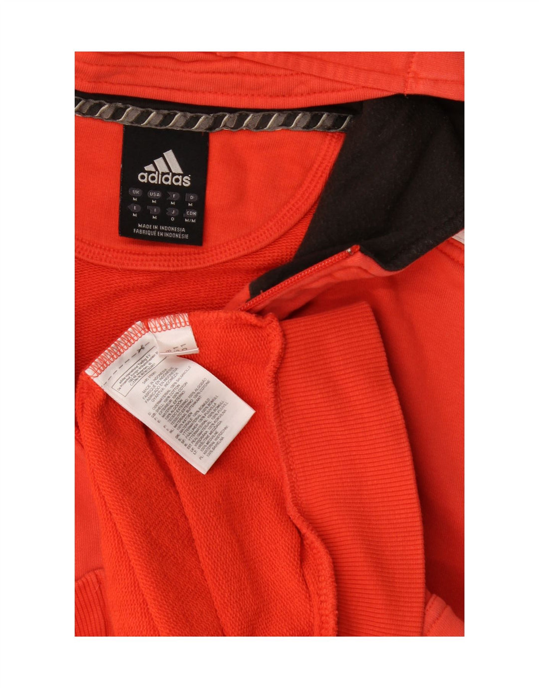 Adidas Mens Graphic Zip Hoodie Sweater Medium Red Cotton