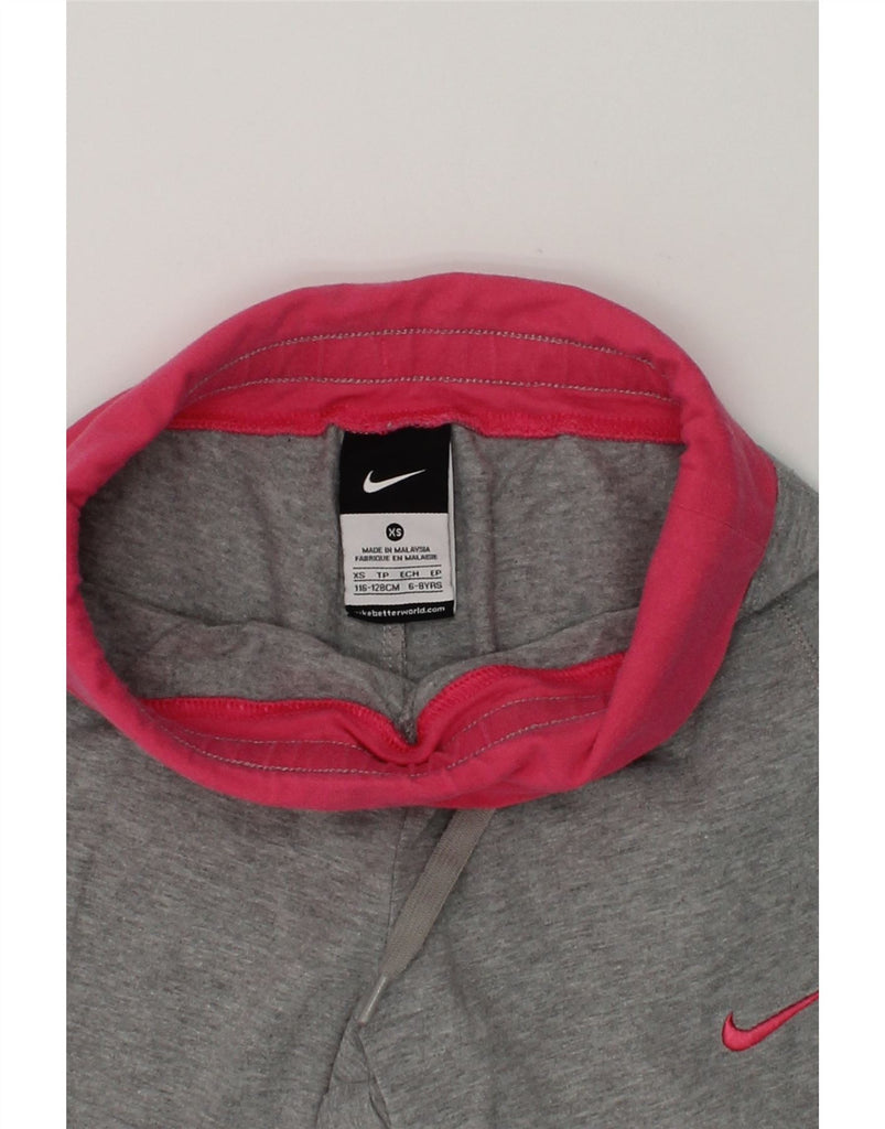 NIKE Girls Tracksuit Trousers Joggers 6-7 Years XS Grey Colourblock Cotton | Vintage Nike | Thrift | Second-Hand Nike | Used Clothing | Messina Hembry 