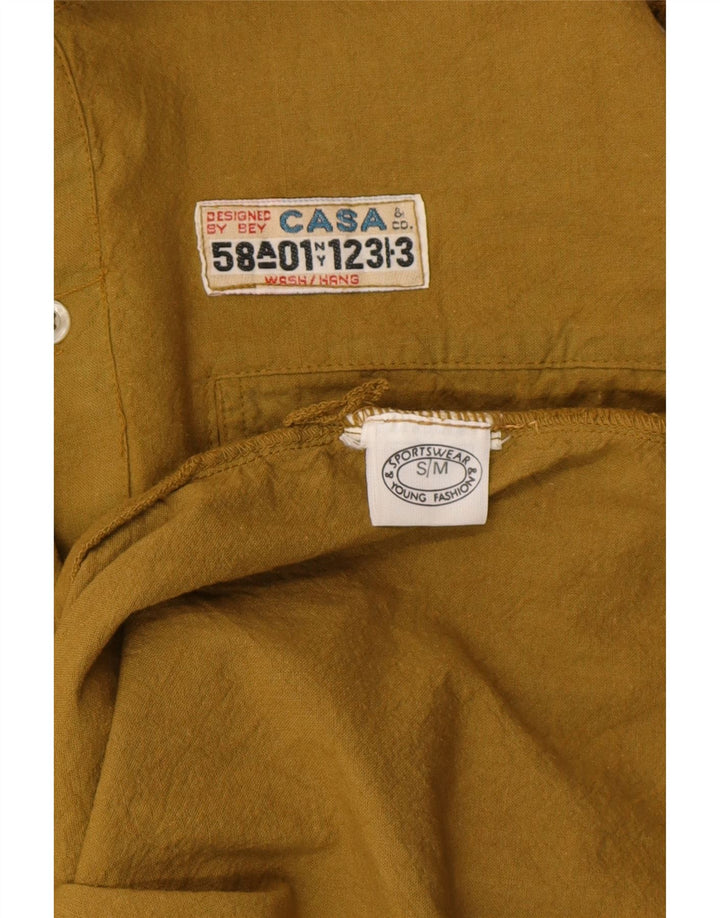 VINTAGE Mens Loose Fit Shirt Small Khaki Cotton