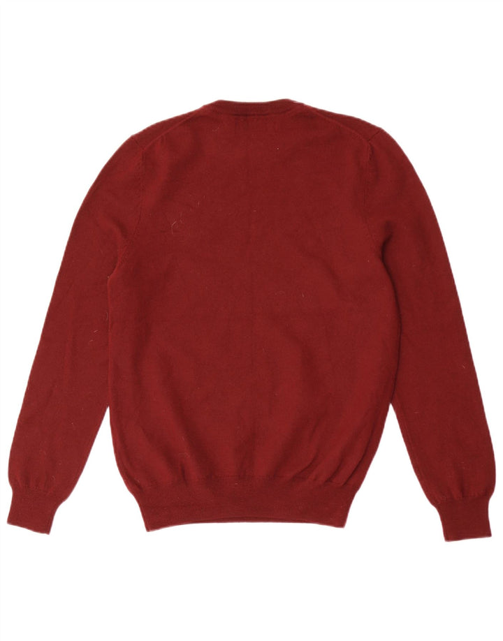 Lyle & Scott Mens Crew Neck Jumper Sweater Small Maroon Merino Wool