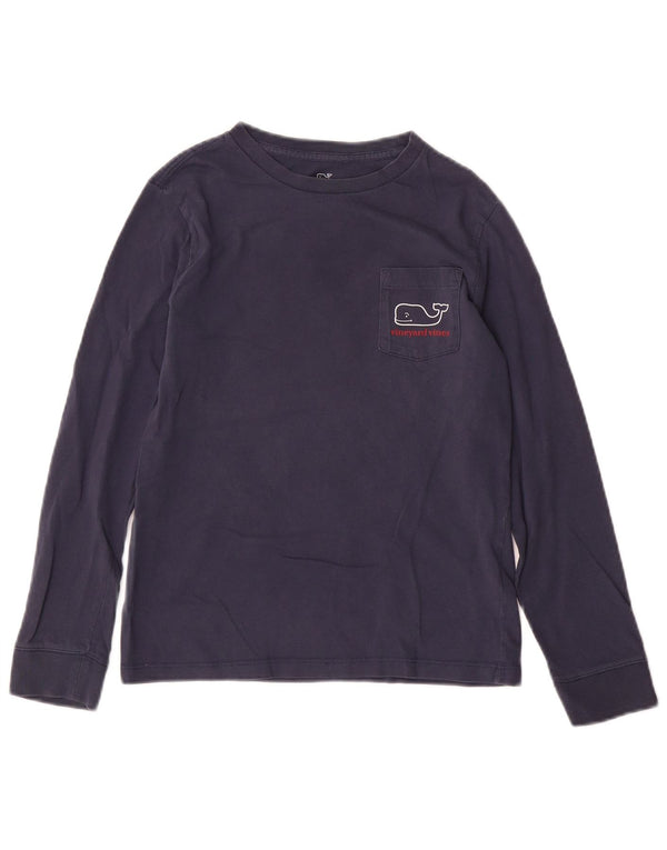 VINEYARD VINES Boys Graphic Top Long Sleeve 8-9 Years Small Blue Christmas
