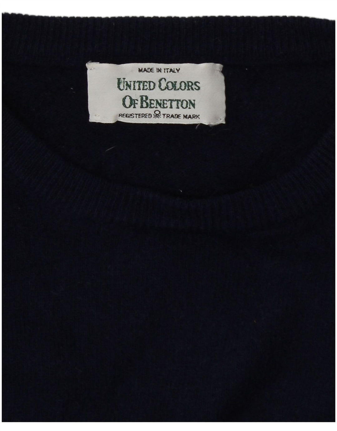 Benetton Womens Boat Neck Jumper Sweater UK 12 Medium Navy Blue