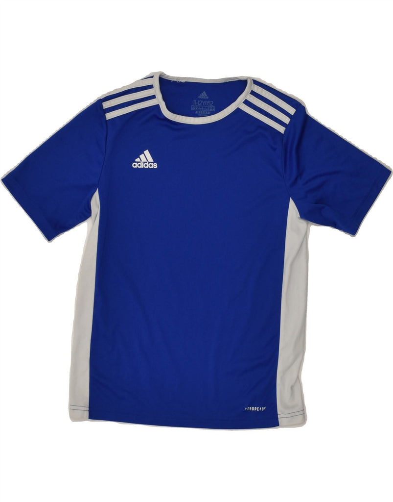 ADIDAS Boys T-Shirt Top 11-12 Years Blue Colourblock | Vintage Adidas | Thrift | Second-Hand Adidas | Used Clothing | Messina Hembry 