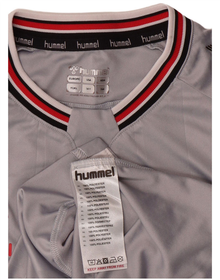 HUMMEL Boys Graphic T-Shirt Top 13-14 Years Grey Polyester
