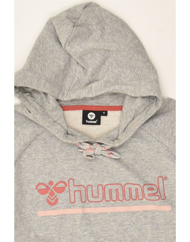 HUMMEL Womens Graphic Hoodie Jumper UK 14 Medium Grey Cotton | Vintage Hummel | Thrift | Second-Hand Hummel | Used Clothing | Messina Hembry 