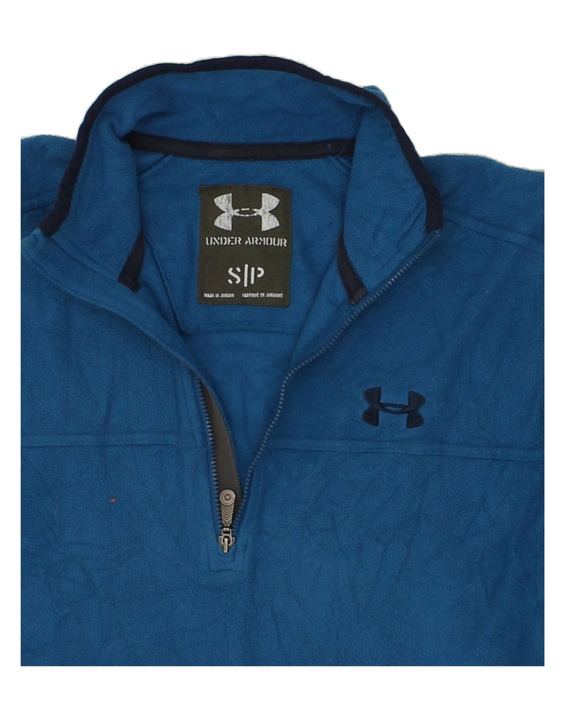 UNDER ARMOUR Mens Zip Neck Fleece Jumper Small Blue Polyester | Vintage Under Armour | Thrift | Second-Hand Under Armour | Used Clothing | Messina Hembry 