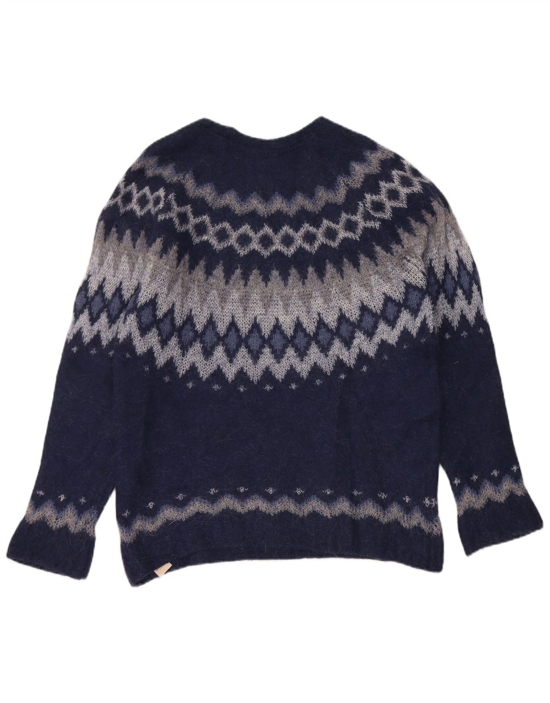 Massimo Dutti Womens Boat Neck Jumper Sweater UK 14 Medium Navy Blue