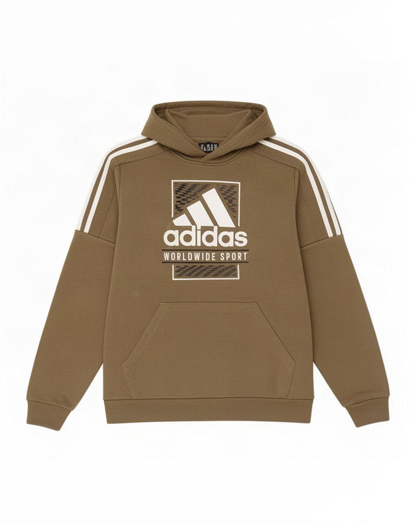 Adidas Boys Graphic Hoodie Jumper 13-14 Years Khaki Cotton