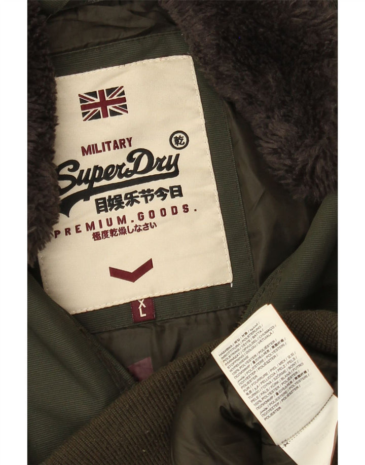 Superdry Mens Military Slim Graphic Bomber Jacket UK 42 XL Khaki Polyester
