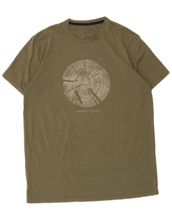 Armani Exchange Mens Graphic T-Shirt Top XL Khaki
