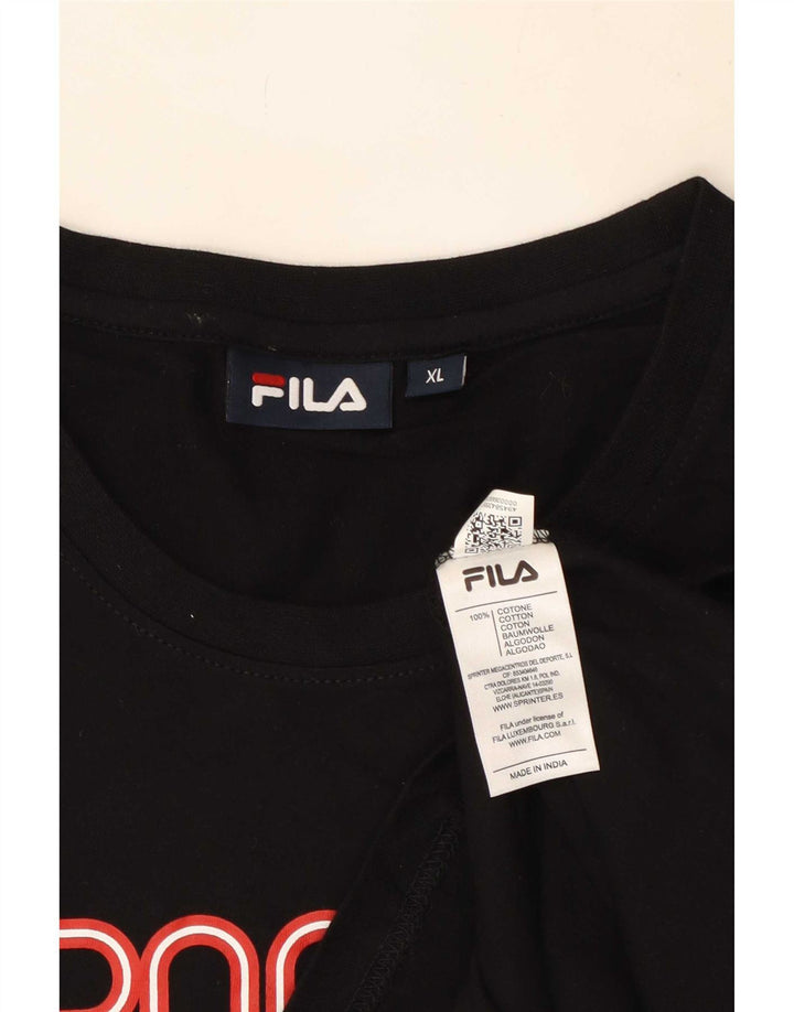 Fila Mens Graphic T-Shirt Top XL Black