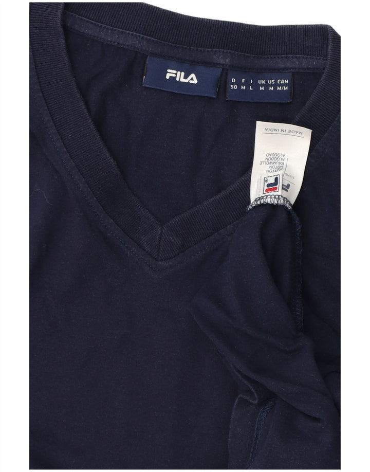 FILA Mens T-Shirt Top Medium Navy Blue Cotton