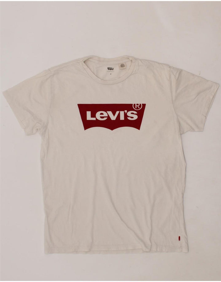 LEVI'S Mens Graphic T-Shirt Top Medium White Cotton Vintage Levi's and Second-Hand Levi's from Messina Hembry 