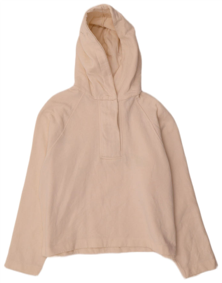 Zara Womens Oversized Hoodie Jumper UK 14 Medium Off White Cotton