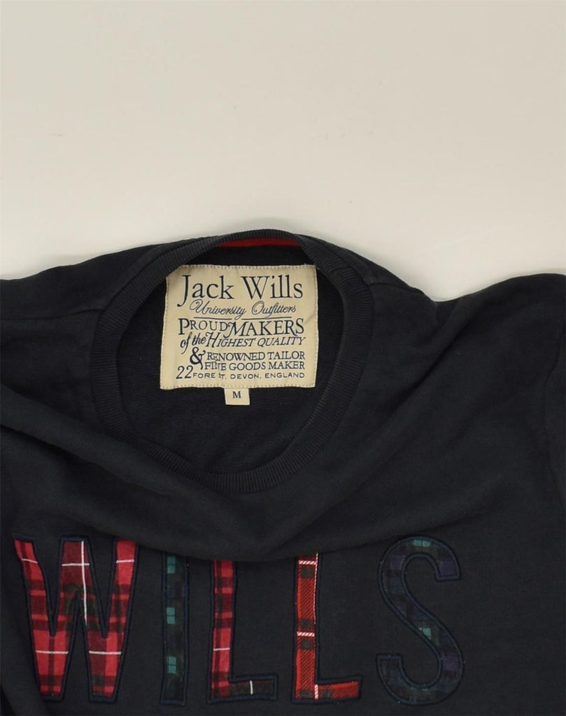 JACK WILLS Mens Graphic Sweatshirt Jumper Medium Navy Blue | Vintage Jack Wills | Thrift | Second-Hand Jack Wills | Used Clothing | Messina Hembry 