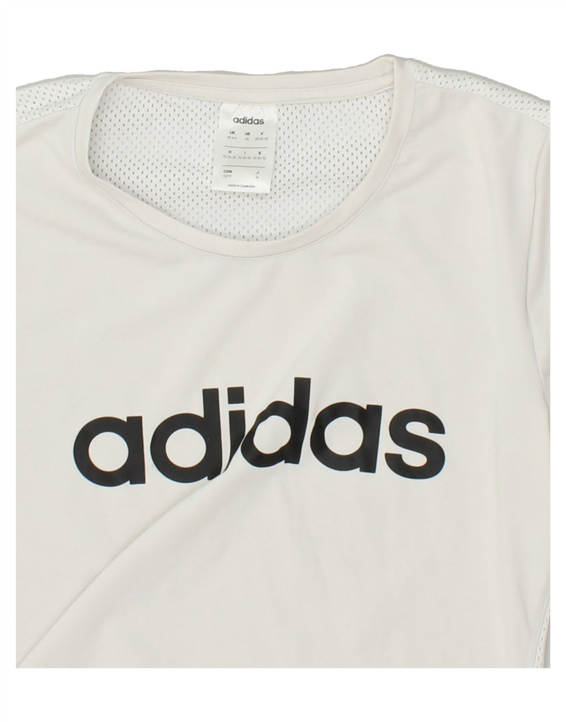 ADIDAS Womens Graphic T-Shirt Top UK 4/6 XS White Polyester | Vintage Adidas | Thrift | Second-Hand Adidas | Used Clothing | Messina Hembry 