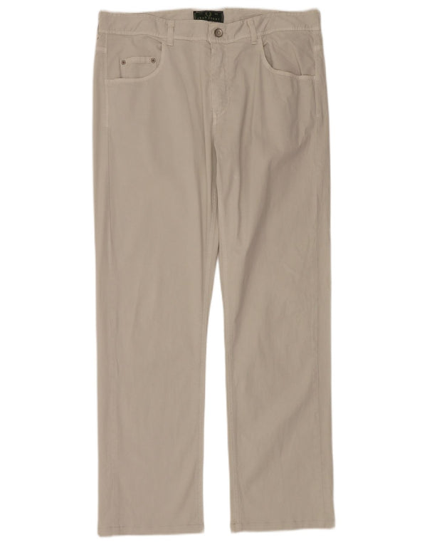 Fred Perry Mens Straight Casual Trousers IT 52 XL W34 L30 Grey Cotton