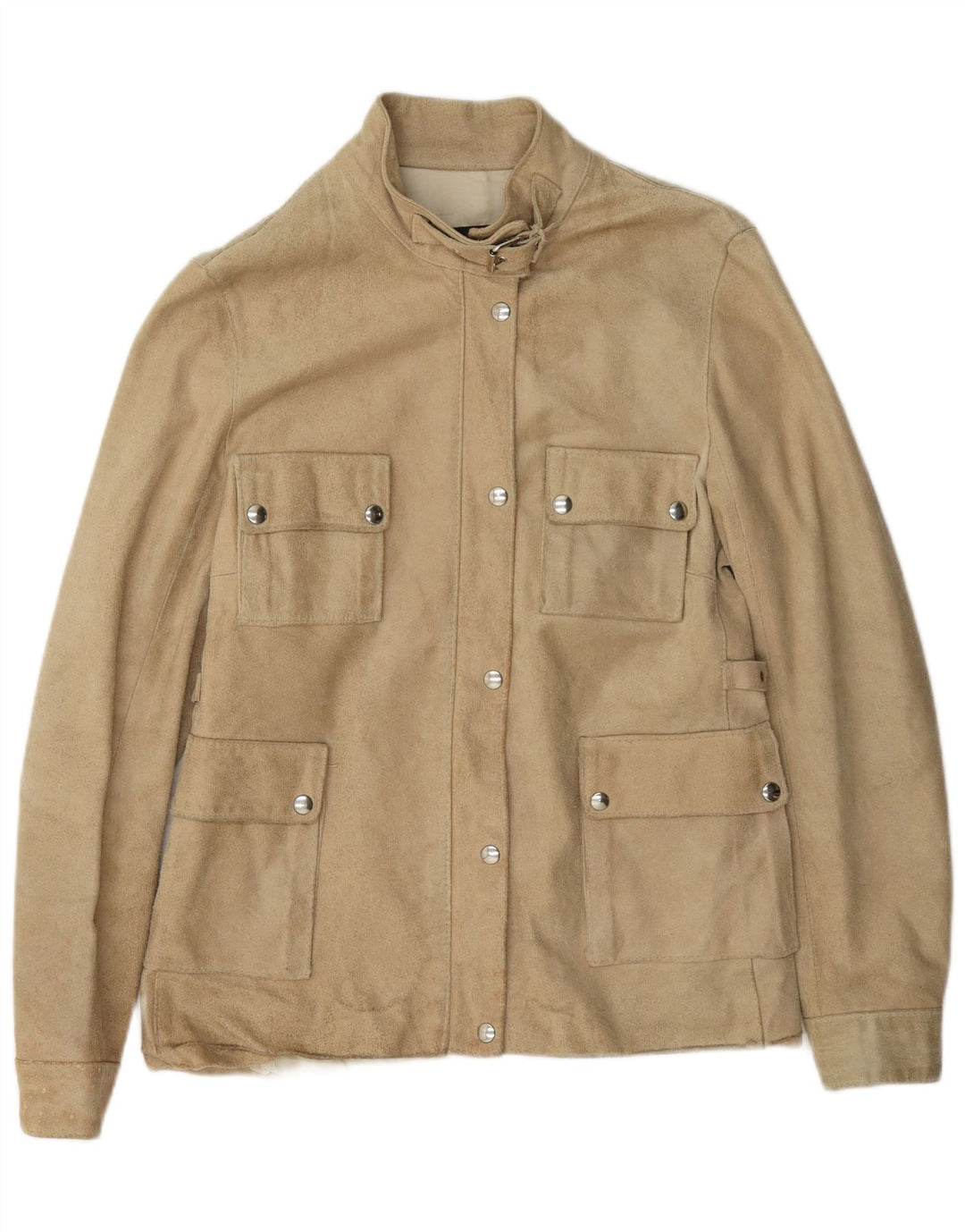 Vintage Womens Suede Jacket UK 14 Large Beige Leather