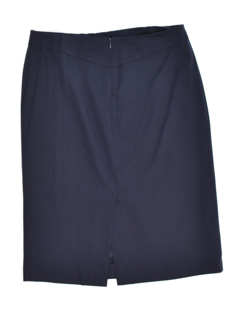 J. CREW Womens Straight Skirt UK 6 XS W25 Navy Blue Wool | Vintage J. Crew | Thrift | Second-Hand J. Crew | Used Clothing | Messina Hembry 