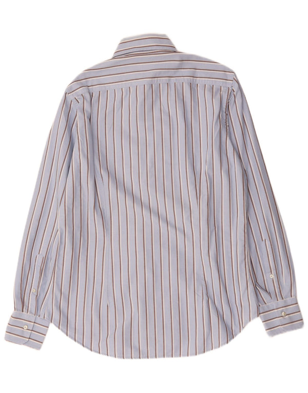 Lui di Lancetti Mens Shirt Size 16 41 Large Blue Striped Cotton