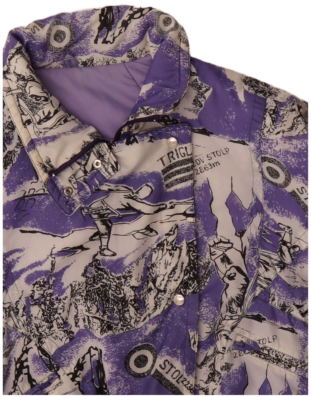 YASSA Womens Graphic Ski Jacket UK 18 XL Purple Colourblock