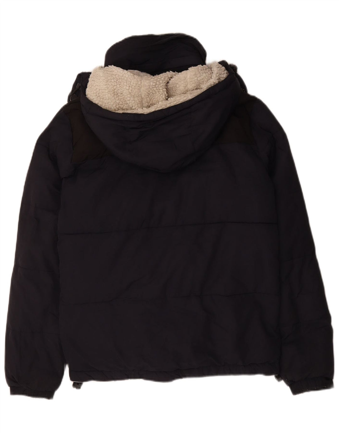 Superdry Mens Hooded Padded Jacket UK 36 Small Navy Blue Polyester