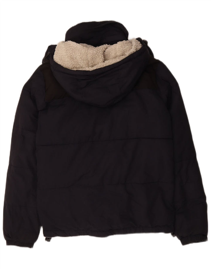 Superdry Mens Hooded Padded Jacket UK 36 Small Navy Blue Polyester