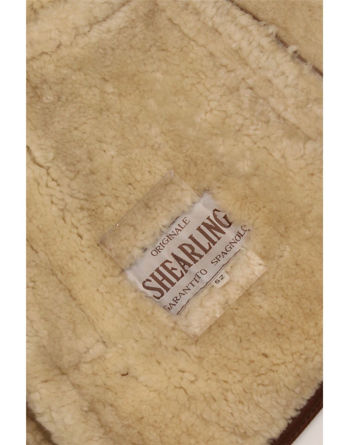 VINTAGE Mens Shearling Jacket IT 52 XL Brown Shearling