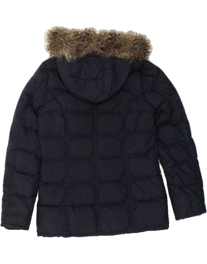 TOMMY HILFIGER Womens Hooded Padded Jacket UK 14 Large Navy Blue Polyester Vintage Tommy Hilfiger and Second-Hand Tommy Hilfiger from Messina Hembry 