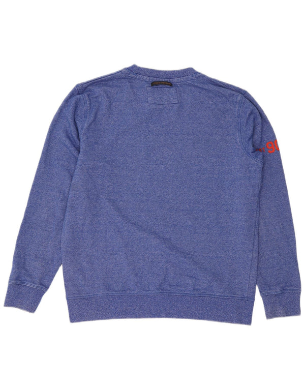 Jack & Jones Mens Graphic Sweatshirt Jumper XL Blue Flecked Cotton