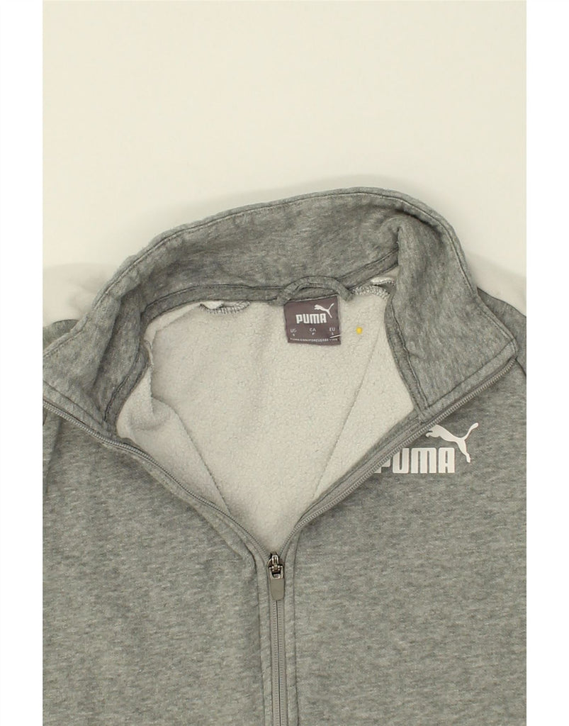 PUMA Womens Tracksuit Top Jacket UK 10 Small Grey Colourblock Cotton | Vintage Puma | Thrift | Second-Hand Puma | Used Clothing | Messina Hembry 