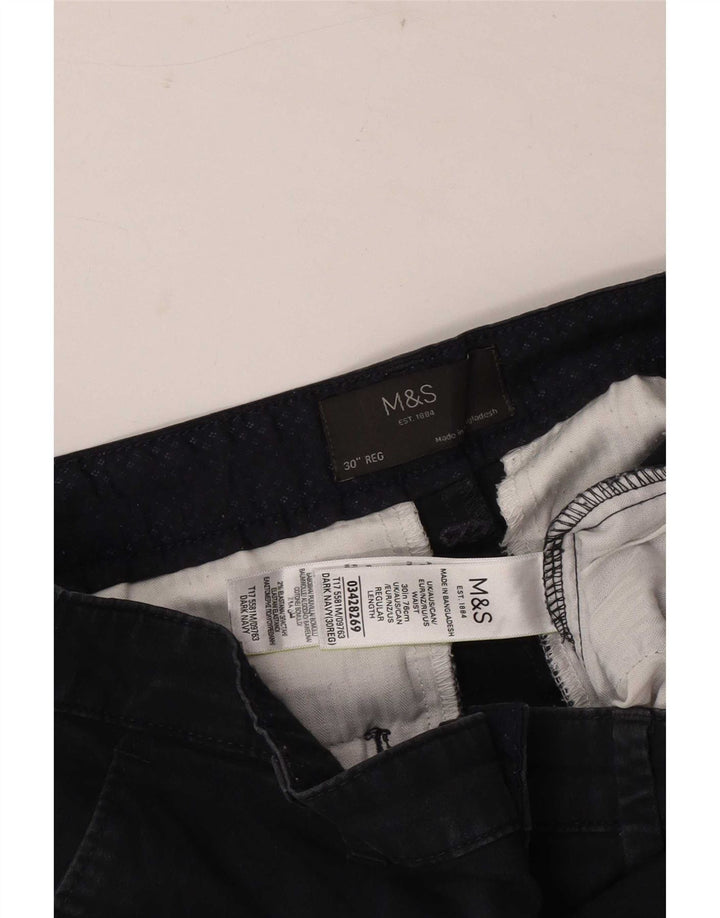 Marks & Spencer Mens Chino Shorts W30 Medium Navy Blue Cotton