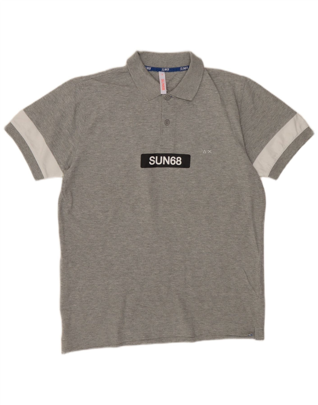SUN68 Mens Graphic Polo Shirt Small Grey Colourblock