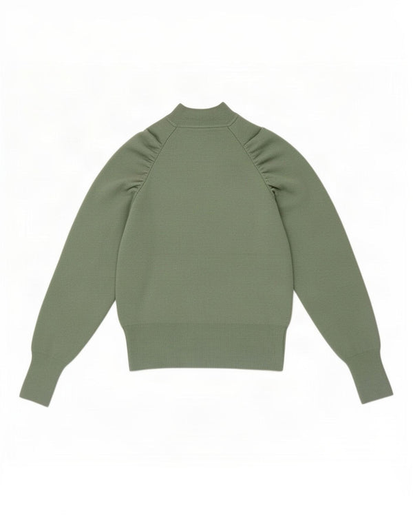 Topshop Womens Crop Turtle Neck Jumper Sweater UK 6 XS Green Acrylic