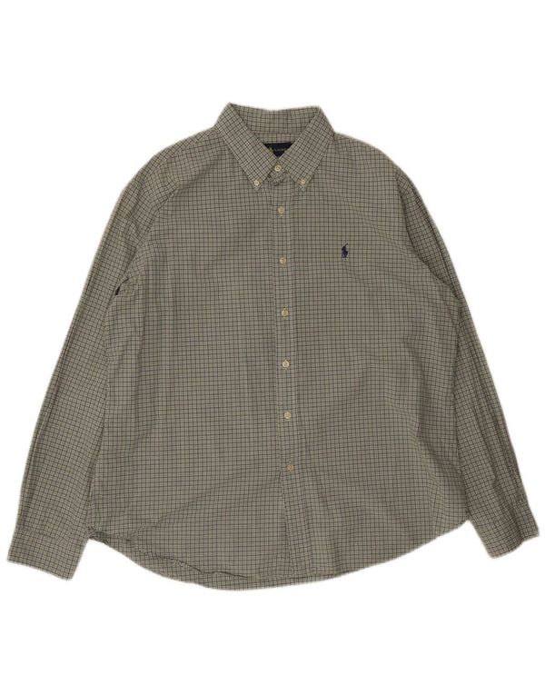 Ralph Lauren Mens Custom Fit Shirt XL Green Plaid Cotton