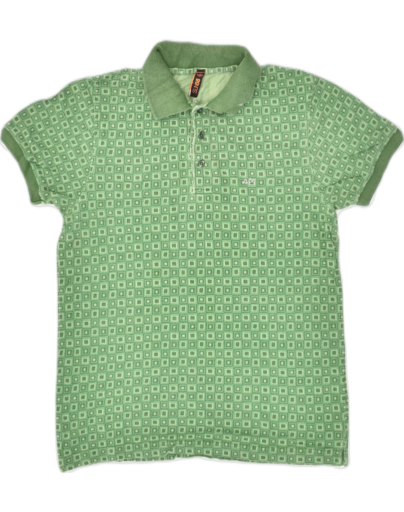 SUN68 Mens Polo Shirt Small Green Geometric Cotton | Vintage Sun68 | Thrift | Second-Hand Sun68 | Used Clothing | Messina Hembry 