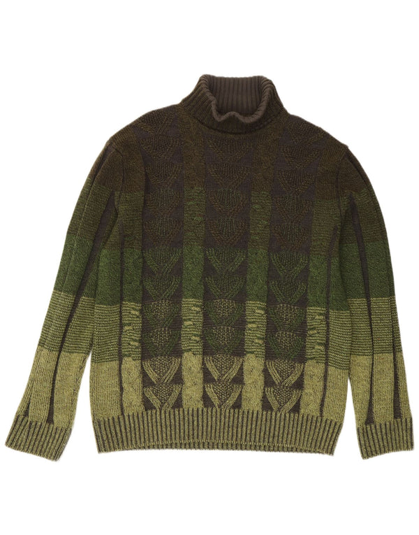 Babista Mens Turtle Neck Jumper Sweater IT 52 Large Green Colourblock