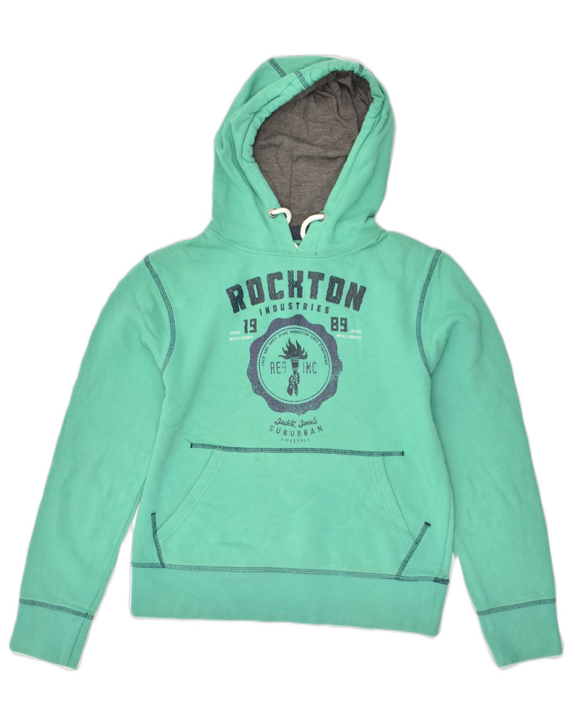 JACK & JONES Mens Graphic Hoodie Jumper Small Green Cotton | Vintage Jack & Jones | Thrift | Second-Hand Jack & Jones | Used Clothing | Messina Hembry 