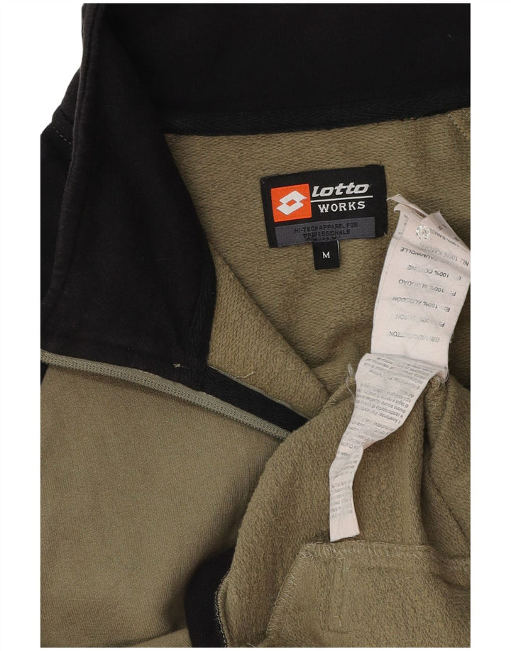 Lotto Mens Graphic Tracksuit Top Jacket Medium Khaki Colourblock Cotton