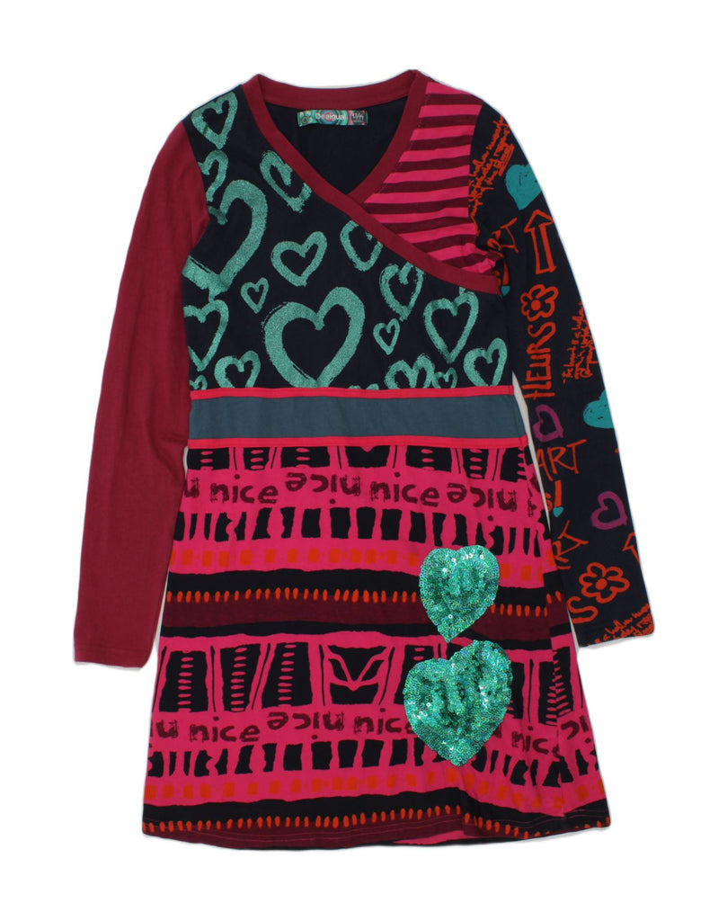 DESIGUAL Girls Long Sleeve A-Line Dress 13-14 Years Multicoloured Cotton | Vintage Desigual | Thrift | Second-Hand Desigual | Used Clothing | Messina Hembry 