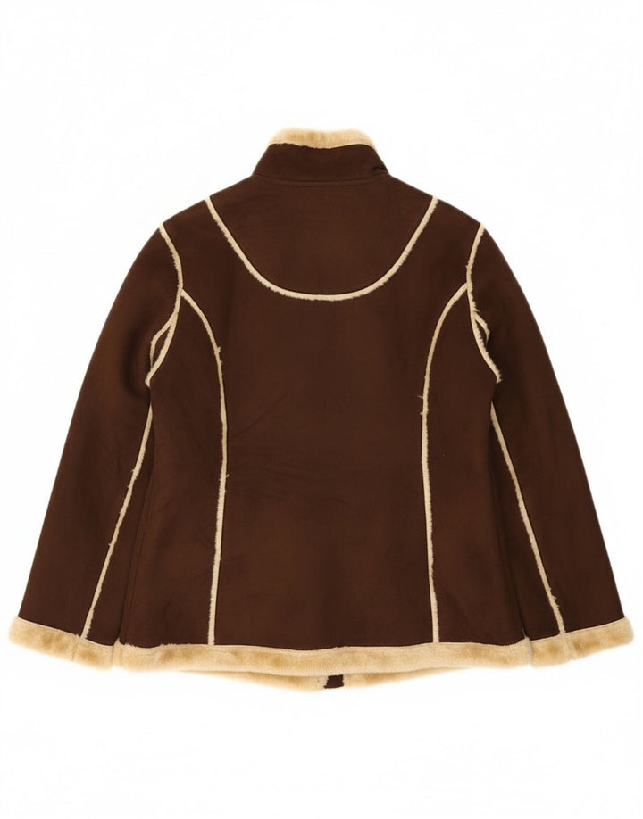 Vivien Caron Womens Duffle Shearling Jacket UK 16 Large Brown