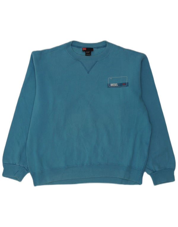 Diesel Mens Sweatshirt Jumper Large Blue Cotton