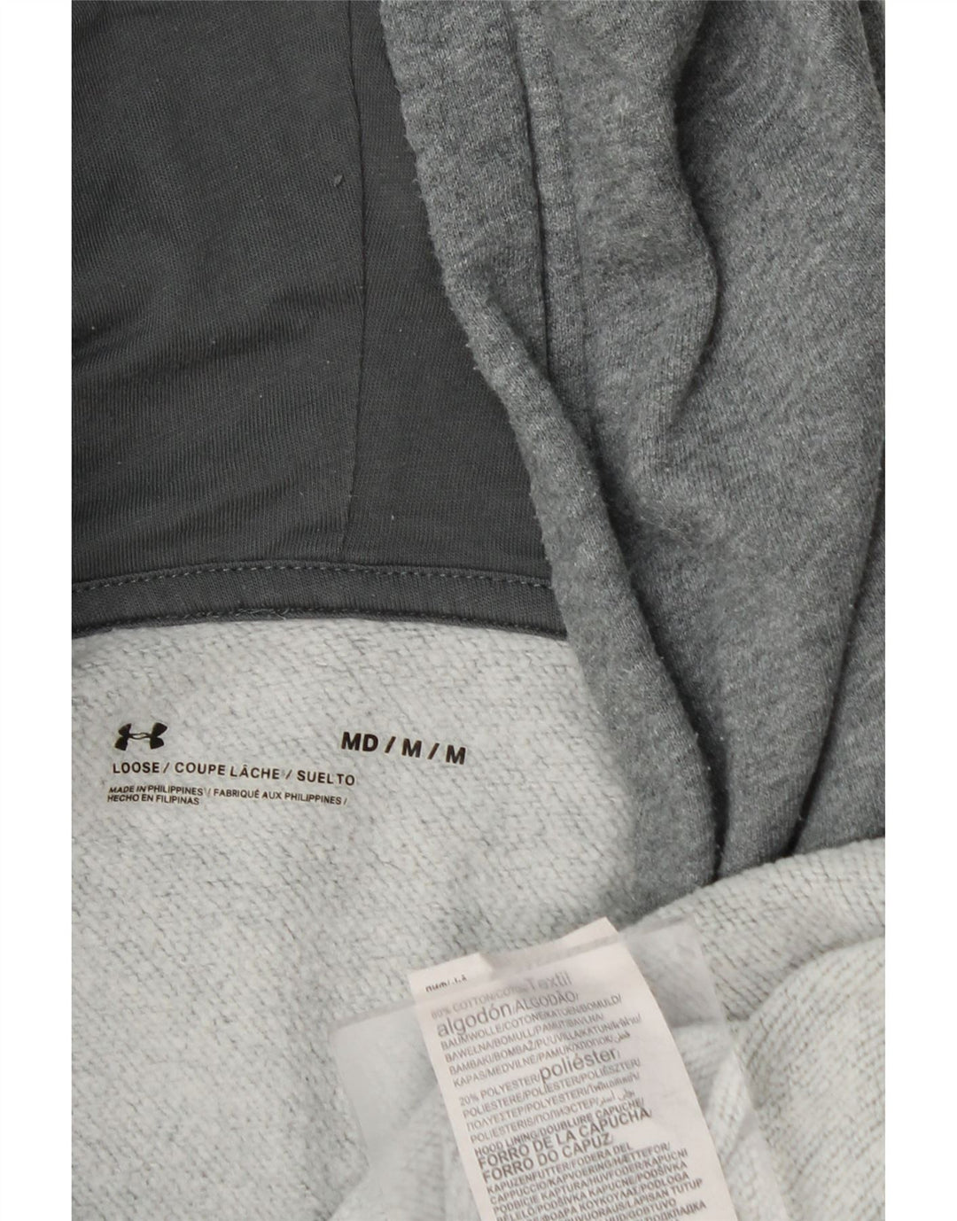 Under Armour Mens Hoodie Jumper Medium Grey Flecked Cotton