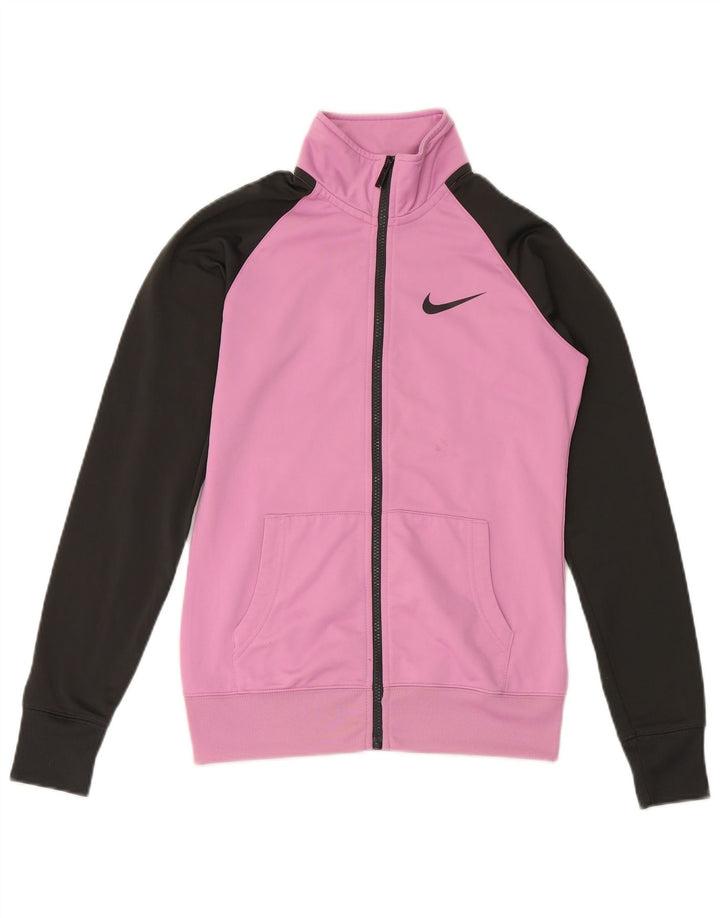NIKE Womens Tracksuit Top Jacket UK 10 Small Pink Colourblock Polyester