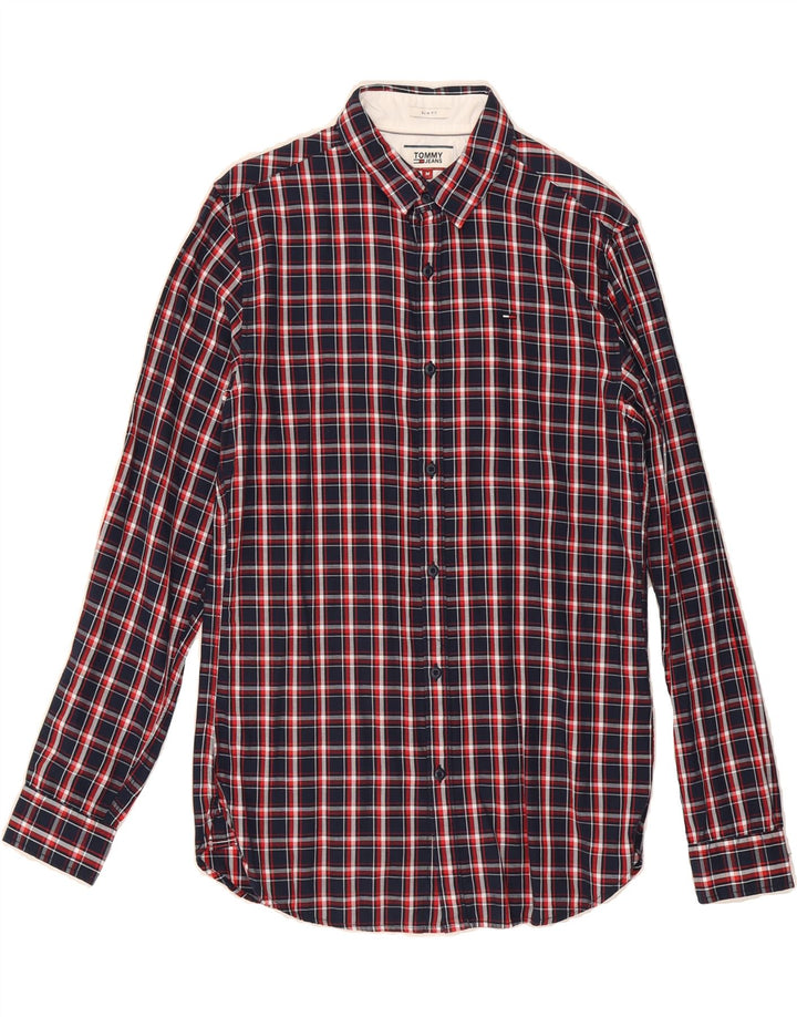 TOMMY HILFIGER Mens Slim Fit Shirt Medium Red Check Cotton Vintage Tommy Hilfiger and Second-Hand Tommy Hilfiger from Messina Hembry 