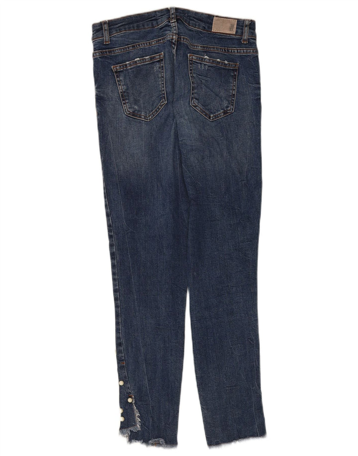 Zara Womens Distressed Slim Jeans EU 38 Small W28 L27 Blue Cotton
