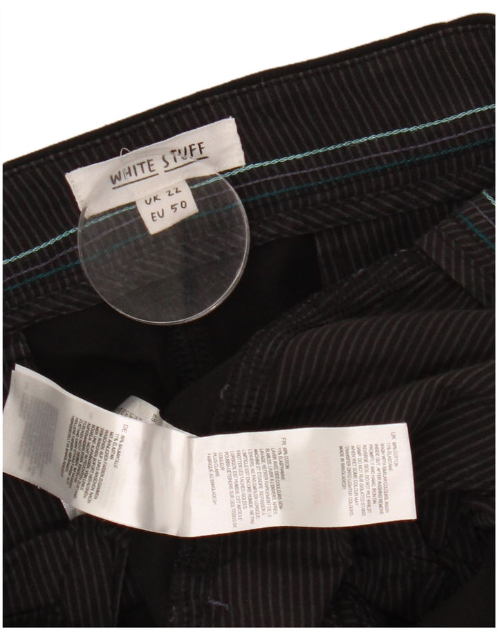 White Stuff Womens Capri Trousers UK 22 3XL W44 L24 Black Cotton